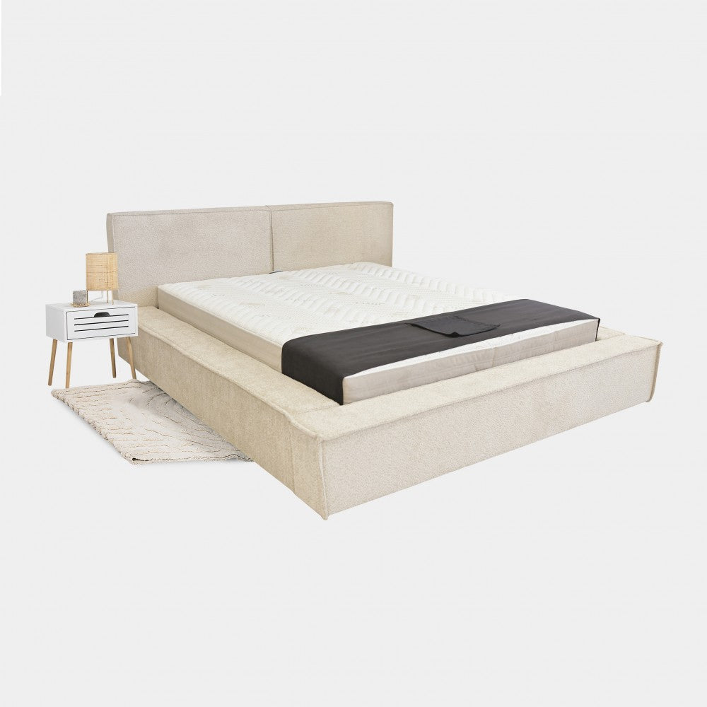 Pat tapitat Tudor cu somiera rabatabila si spatiu de depozitare, Blue